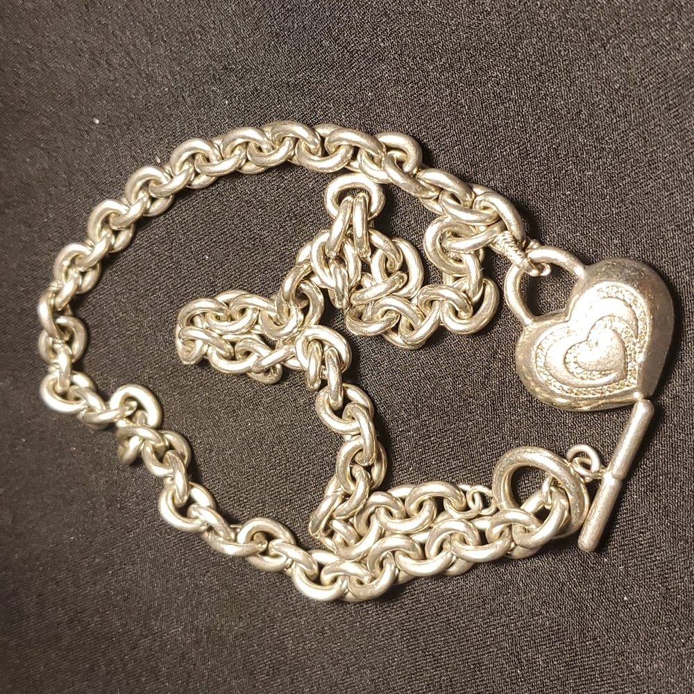 Sterling Silver necklace with diamonds heart charm - Picture 9 of 16